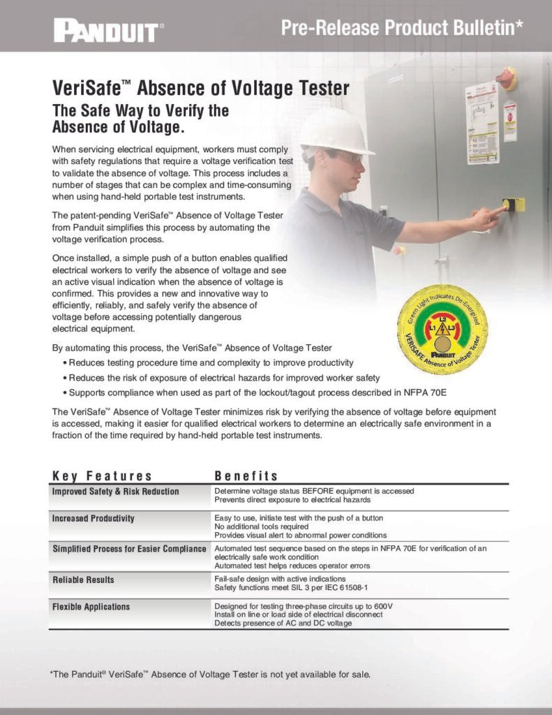 Panduit VeriSafe pre-release product bulletin cover