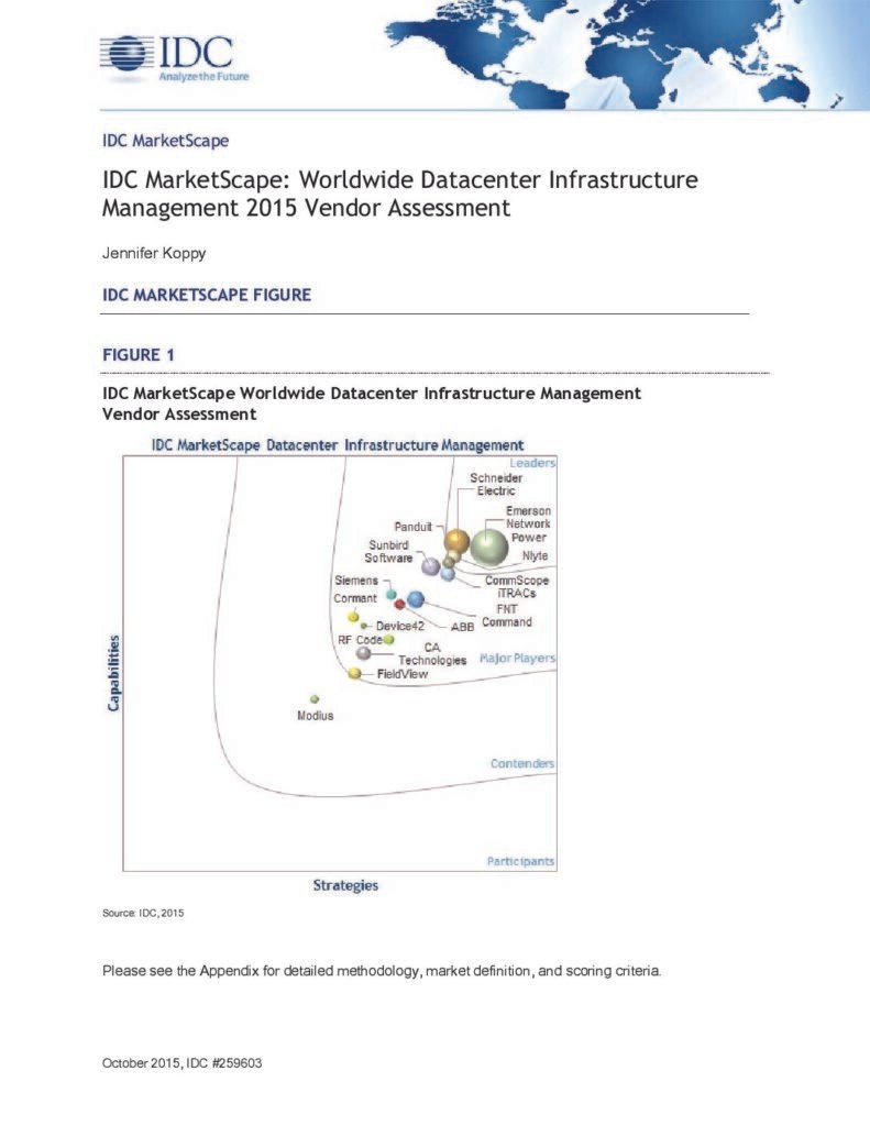IDC MarketScape 2015 Worldwide DCIM vendor assessment cover